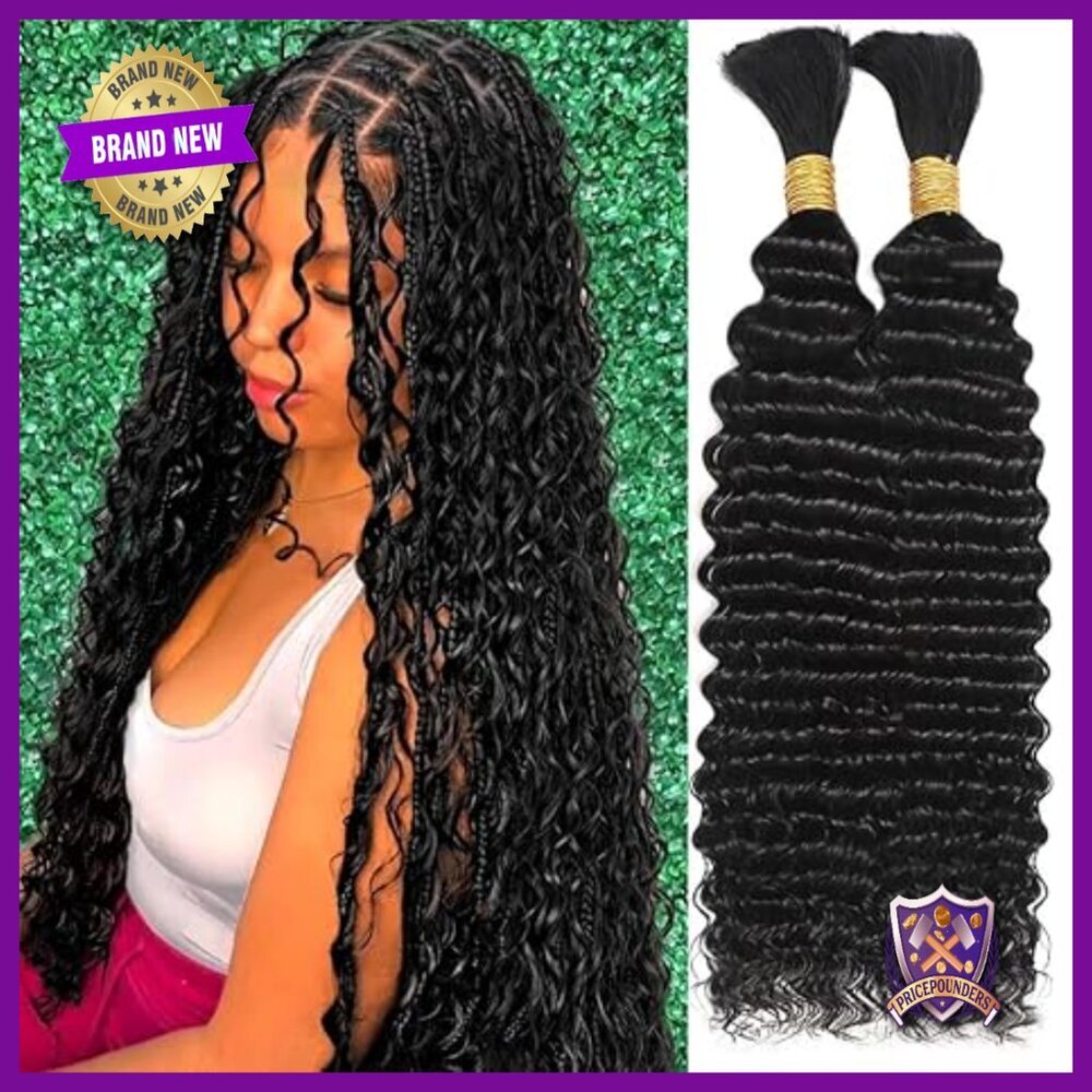 Human Hair Extensions for Boho Braids, 16 Inch Deep Water Wave, 2 Bundles